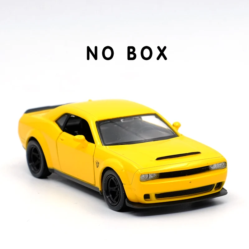Yellow(no box) RMZ CITY 1:36 Dodge Challenger SRT Demon Sports Car Alloy Diecast Car Model Toy With Pull Back For Children Gifts Toy Collection - Цвет: Yellow(no box)