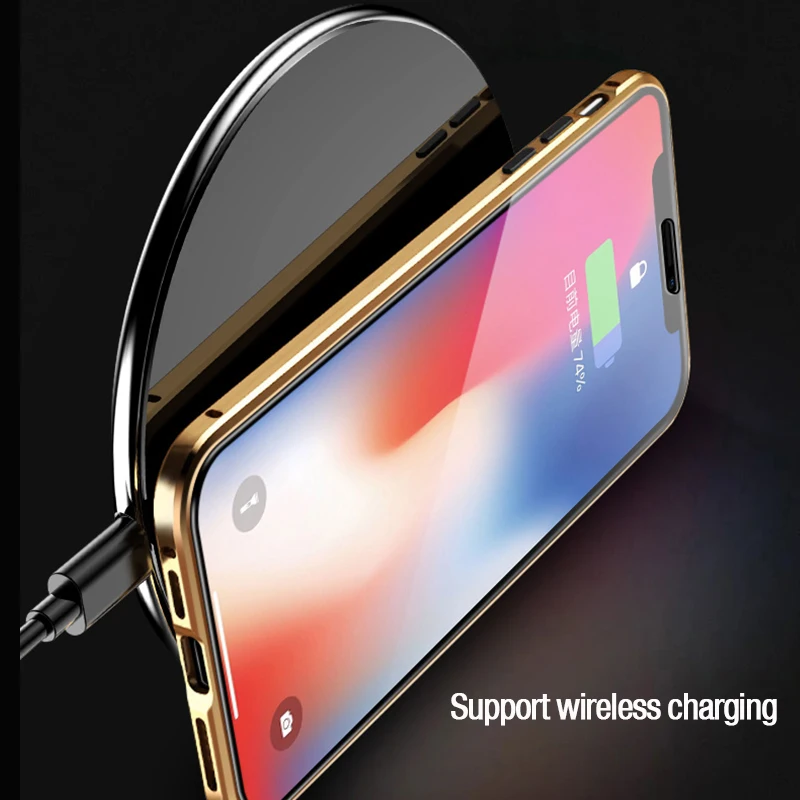 Металлический чехол для iPhone X Xs Max противоударный Магнитный 6 7 8 Plus закаленное