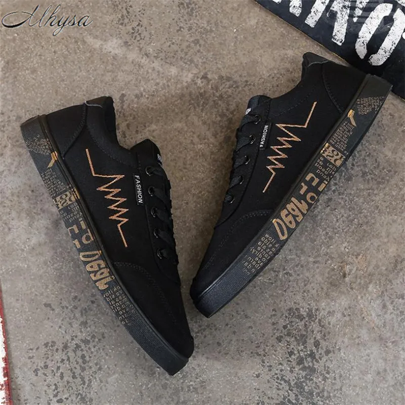 Mhysa 2019 New Spring Autumn Canvas Shoes Men Fashion Low top Black Comfort Light Lace up Sneakers Casual L016 | Обувь