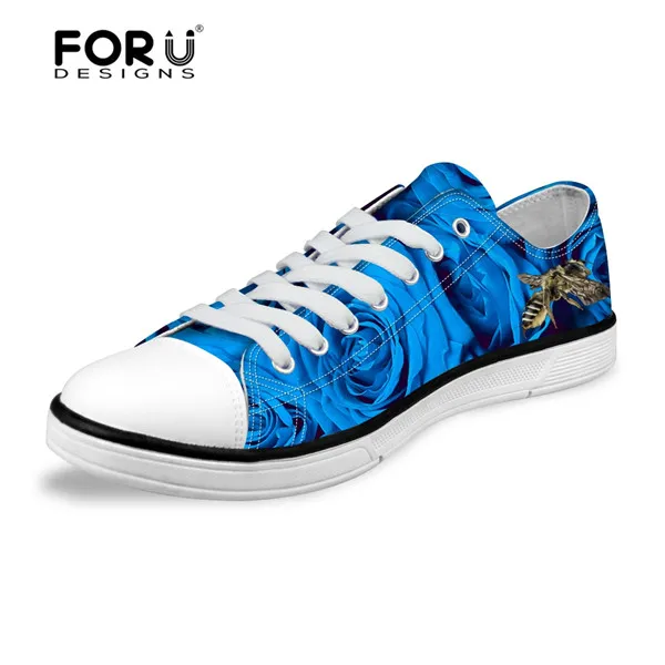 FORUDESIGNS/Модная женская парусиновая обувь с низким берцем; классическая женская Вулканизированная обувь с цветочным узором; женская повседневная обувь; женские кроссовки - Цвет: HZ0013AP