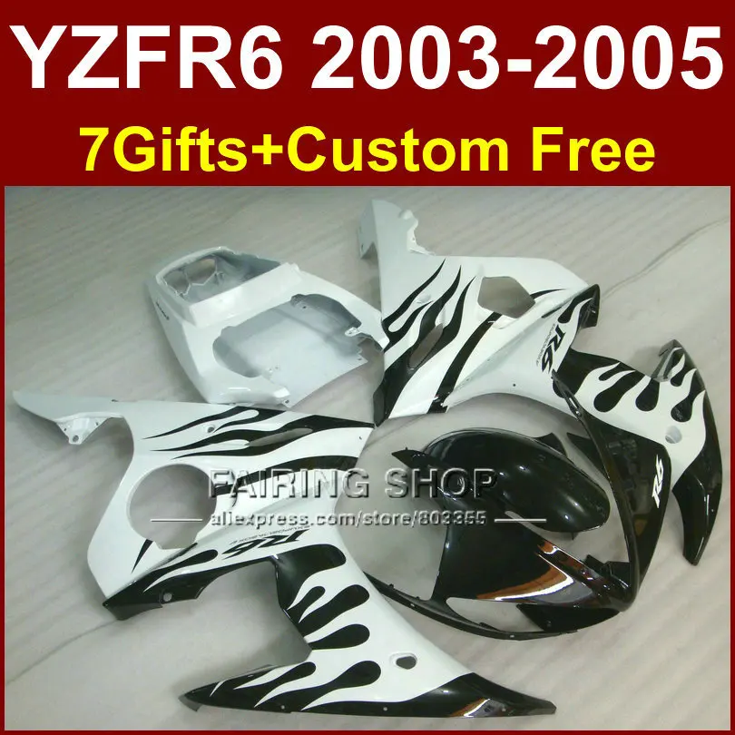 Детали для ремонта кузова мотоцикла YAMAHA R6 03 04 05 YZF r6 2003 2004 2005 белый черный комплект