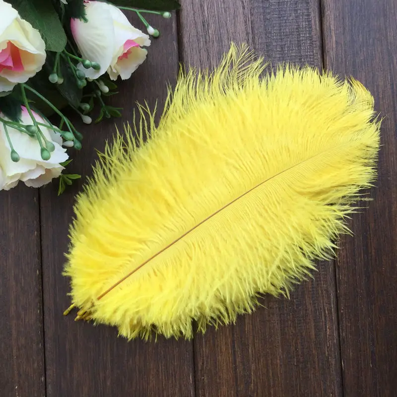 yellow /100 шт. 6-8 дюймов 15-см 20 см выбрать цвета красивый Страус Плюм DIY Carft Центральные элементы свадебной вечеринки натуральный - Цвет: yellow