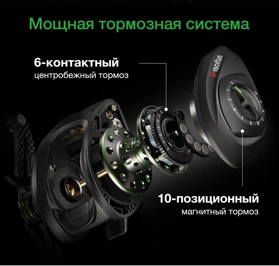 Piscifun Phantom углеродного Волокно Сверхлегкий 162 г Baitcasting катушка двойной тормоза 7.7 кг Макс Перетащите 7.0: 1 пресноводные Рыбалка катушка