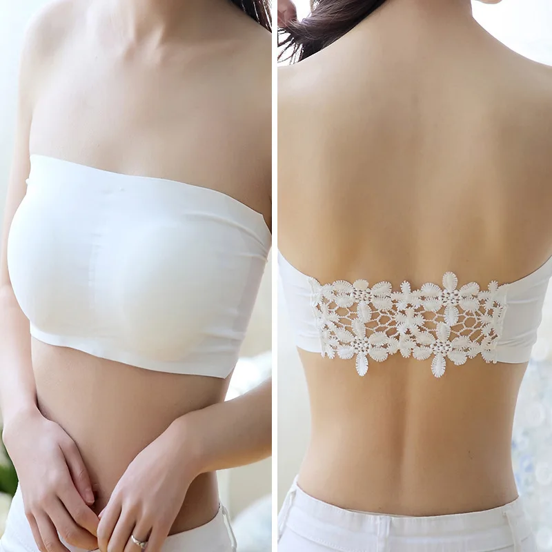 Summer Sexy Lace Tube Women Tops Ventilation Seamless Strapless top Chest Underwear Black Intimates Bandeau Bra Brassiere | Женская