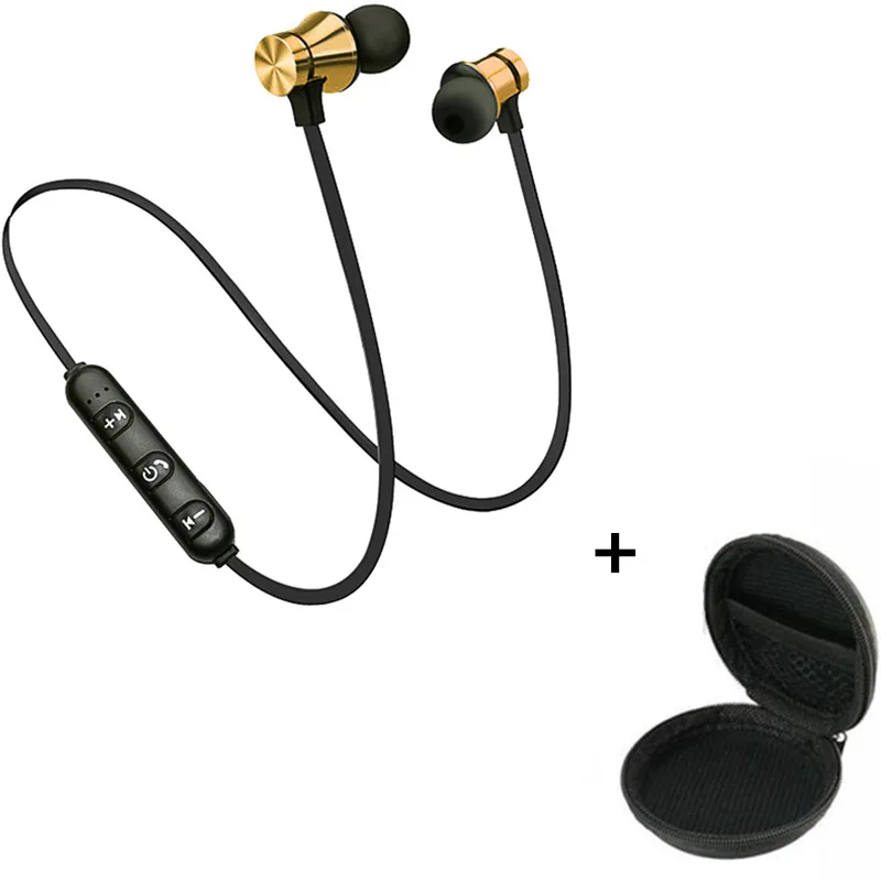 gold with bag XT-11 Bluetooth беспроводные наушники магнитные музыкальные шейные спортивные наушники для бега с микрофоном для телефона huawei Xiaomi - Цвет: gold with bag