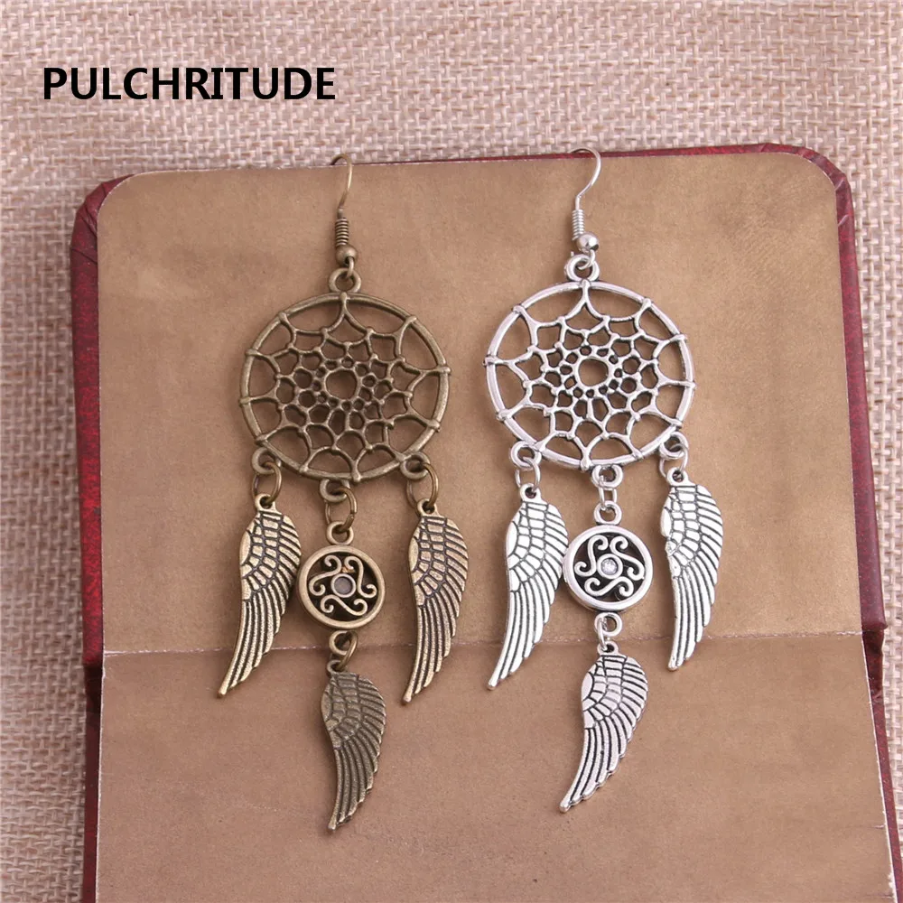 PULCHRITUDE 4 шт./лот Металл Античная бронза серебро перо Ловец снов сердце кулон