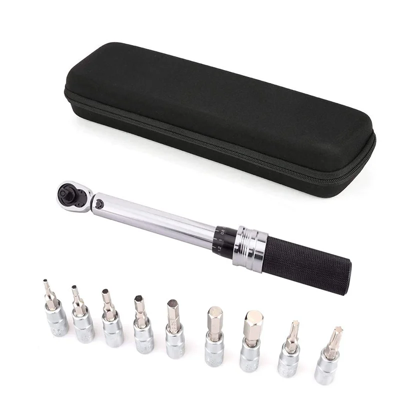 

1/4"DR 1-25nm Adjustable Bike Torque Wrench Set Bicycle Repair Tools Spanner Kit
