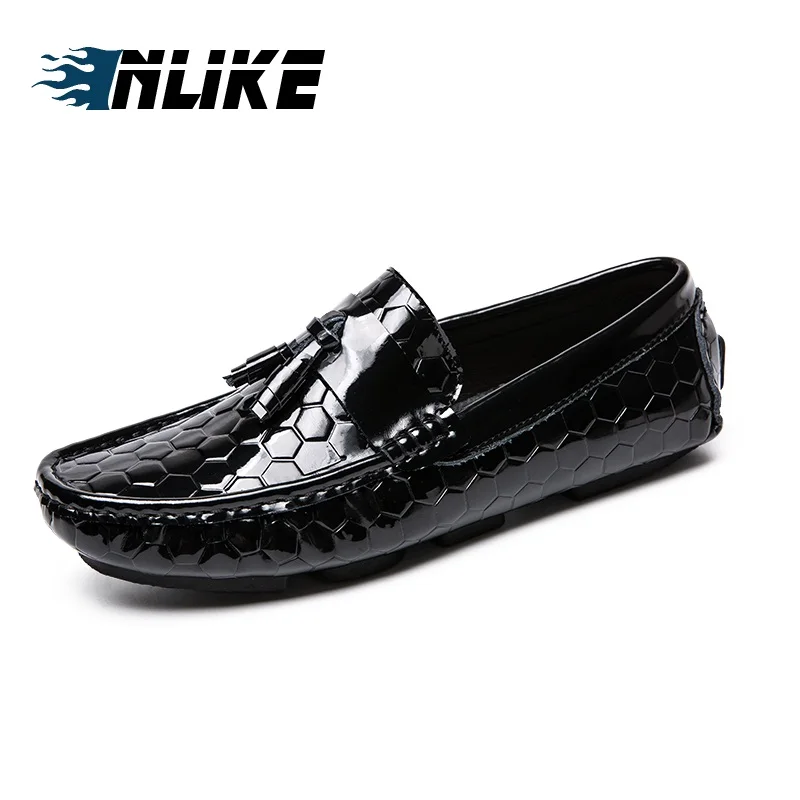 

INLIKE Men Genuine Leather Loafer Shoes Leisure Leather Tassel Doug Shoes Man Moccasin Shoes Slip on Flats