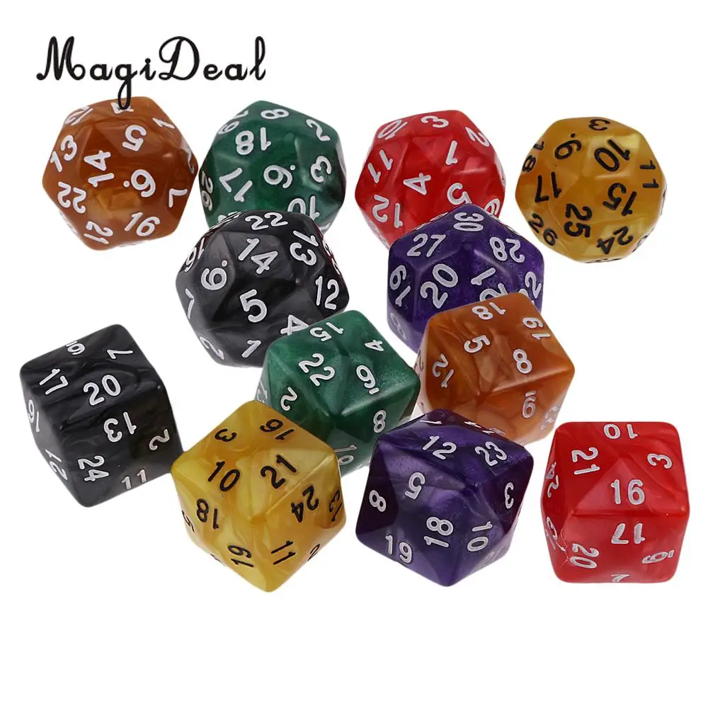 MagiDeal горячая Распродажа 12 шт Акриловые D30 D24 многогранные кости Плашки для D &amp TRPG