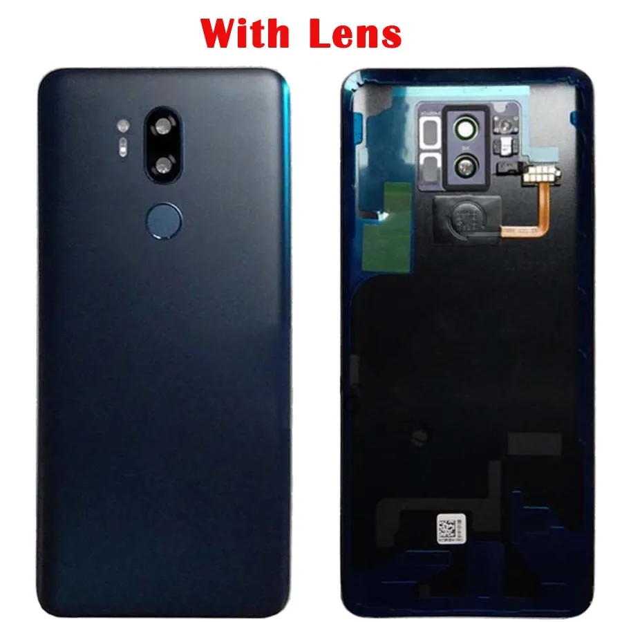 Для LG G7 ThinQ Крышка батарейного отсека Корпус с объективом камеры Стекло Touch ID G710 G710EM задняя крышка с отпечатком пальца+ логотип