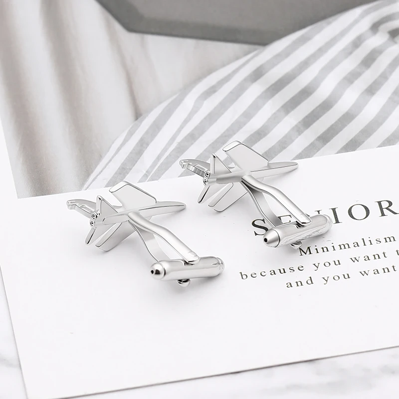 Hot Sale Copper Tie Clip Fashion Plane Styling Cuff links Mens Metal AirPlane Cufflinks For Lepton Design | Украшения и