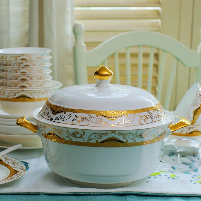 60 шт. керамический комплект посуды чаша Jingdezhen bone Китай Посуда Чаша Блюдо европейский стиль бытовой|Столовые