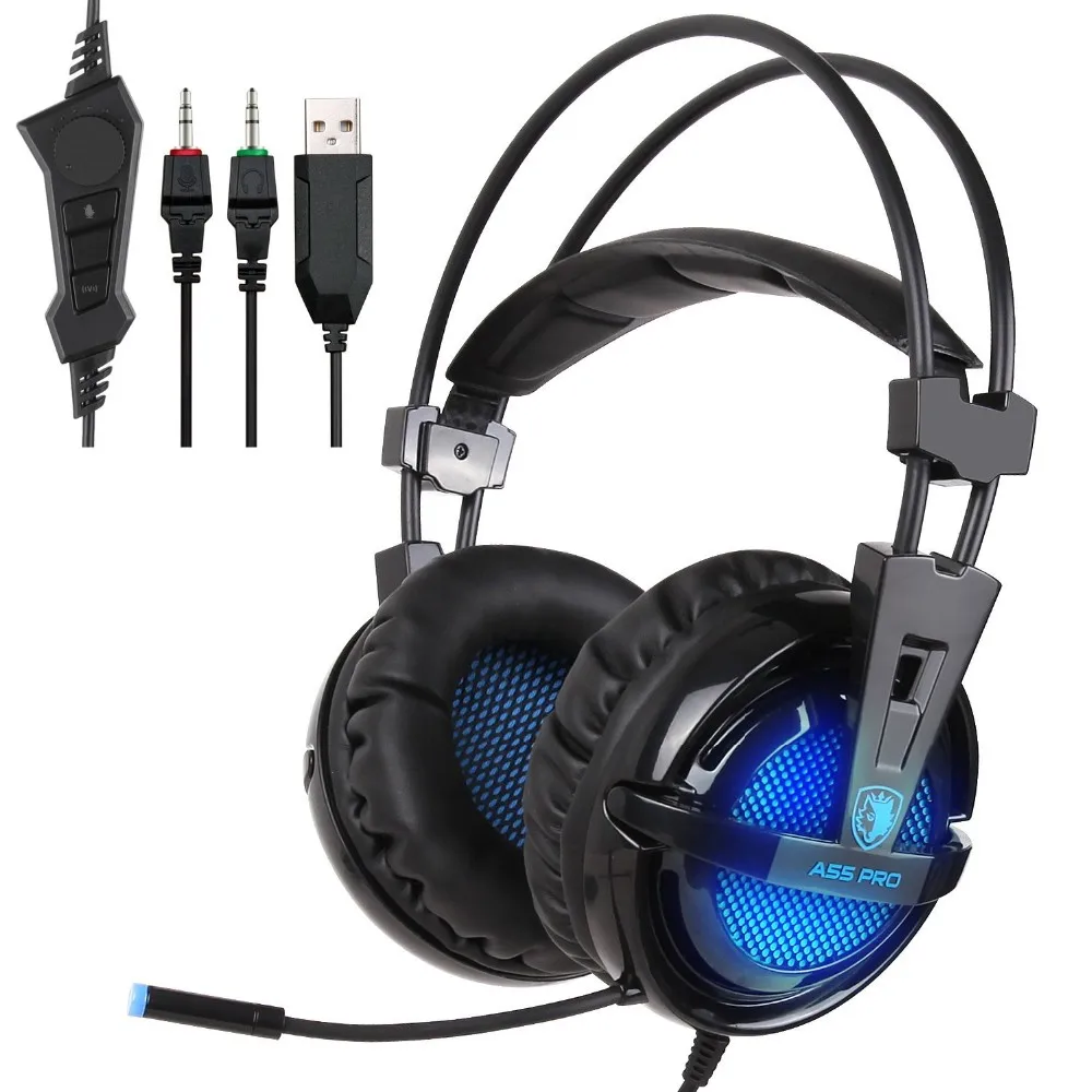 SADES A55 pro Gaming headset повязка 3 5 мм проводной вибрации наушников стерео регулятор