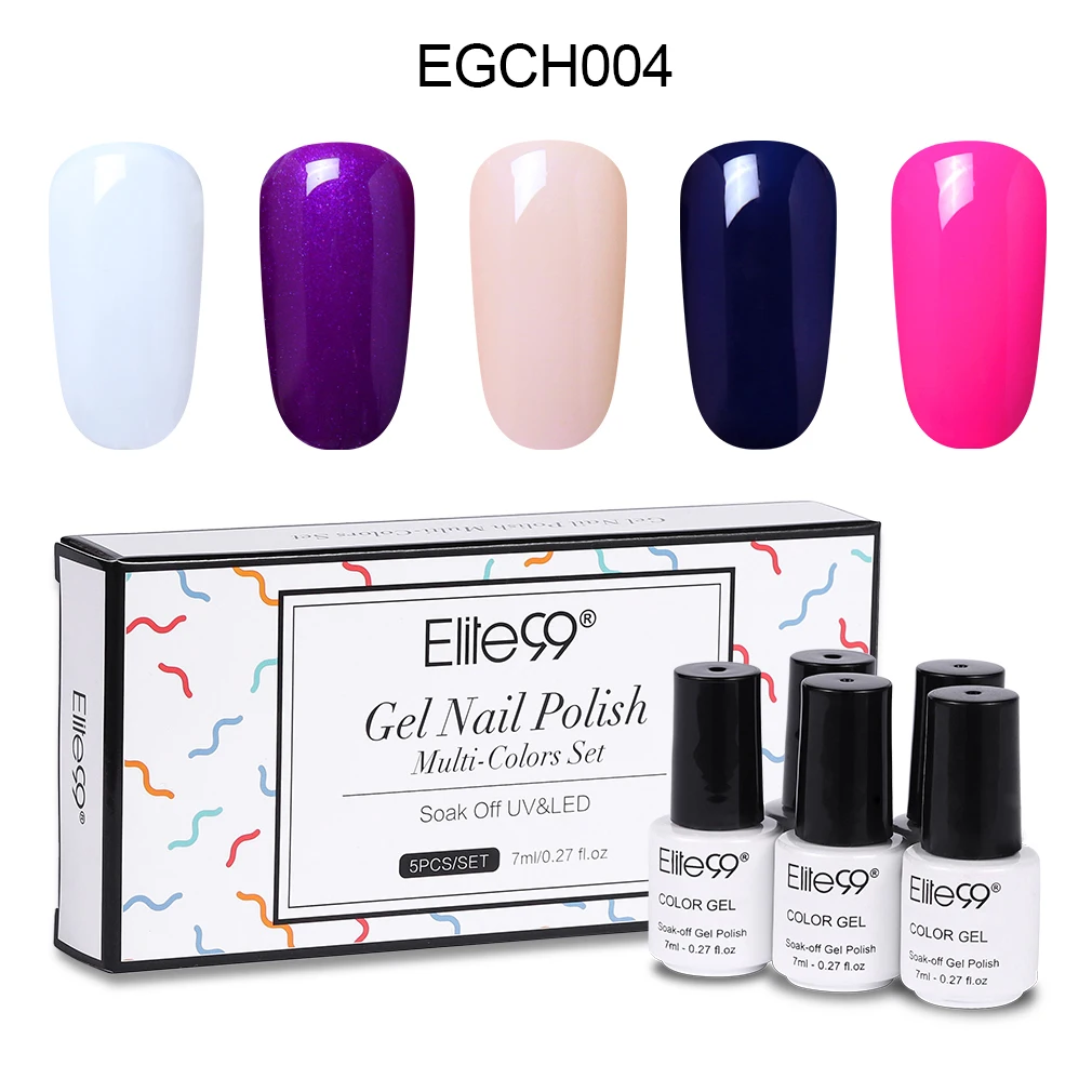 EGCH004 Elite99, 5 шт./лот, Гель-лак телесного цвета с подарочной коробкой, 7 мл, Полуперманентная эмаль, УФ-гель, впитывающий гель для лака для ногтей - Цвет: EGCH004