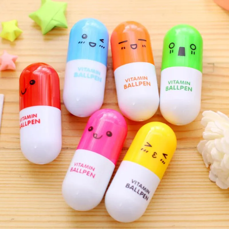 2 шт. мультфильм новинка выдвижной в форме таблетки улыбающееся лицо Шариковая ручка сувенир канцелярские принадлежности студенческий приз Рождество