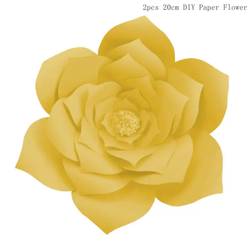 Yellow 2pcs 20cm QIFU, 20, 30, 40 см, бумажные украшения для свадебных церемоний, деревенские свадебные декорации, настольные Свадебные настенные Вечерние Декорации для детского душа - Цвет: Yellow 2pcs 20cm