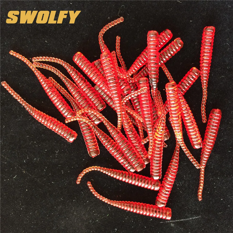 Swolfy 50 шт./лот, силиконовая приманка-червь, 4 см, 0,4 г, Мягкая приманка для ловли карпа, искусственная приманка iscas para pesca, рыболовные снасти