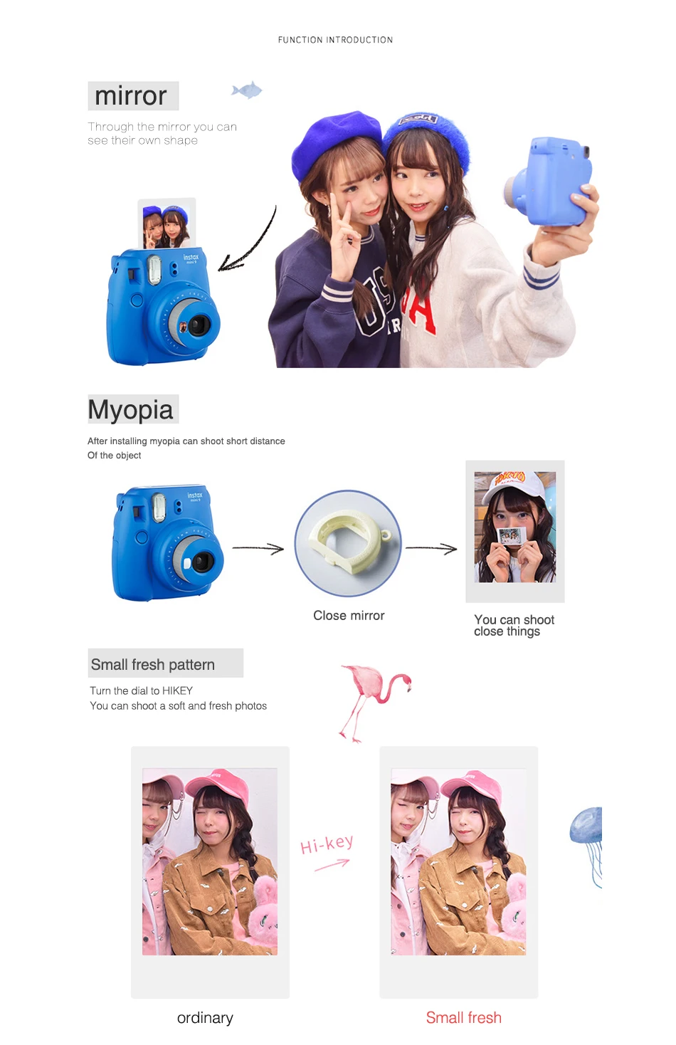 Подлинный Fujifilm Instax Mini 9 камера Fuji мгновенная обновленная мини 8 пленка фото камера селфи объектив+ крупным планом объектив 5 цветов
