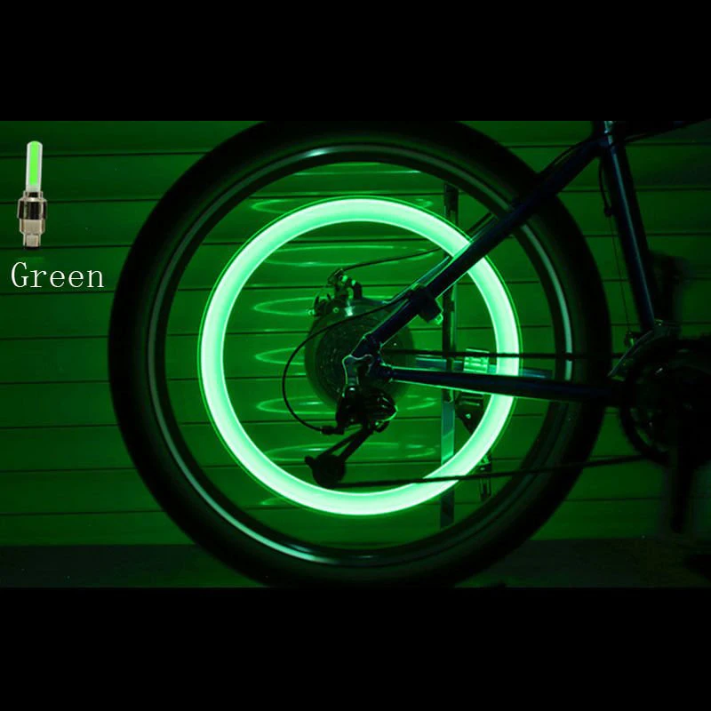 Green 2 шт. неоновый светильник s цветная шина колеса вентиль, крышка автомобиля вентиля покрышек легковых Кепки s пневмосоединение светильник светодиодный светильник вспышки шин Обод колеса клапан стволовых Кепки - Color: Green