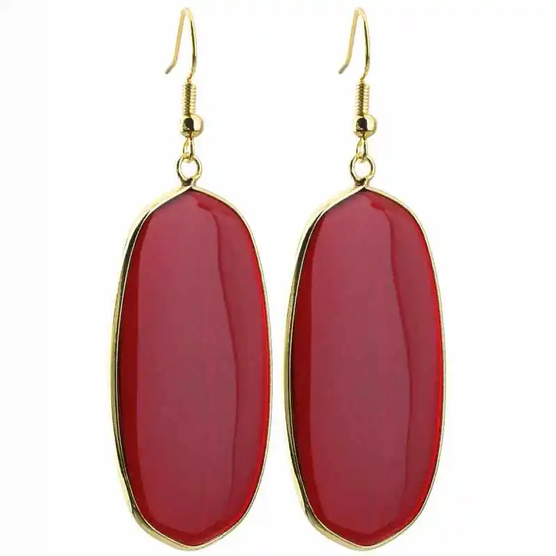 Red Crystal Glass TUMBEELLUWA женские каменные хрустальные висячие серьги Овальные, Исцеляющие чакры - Окраска металла: Red Crystal Glass