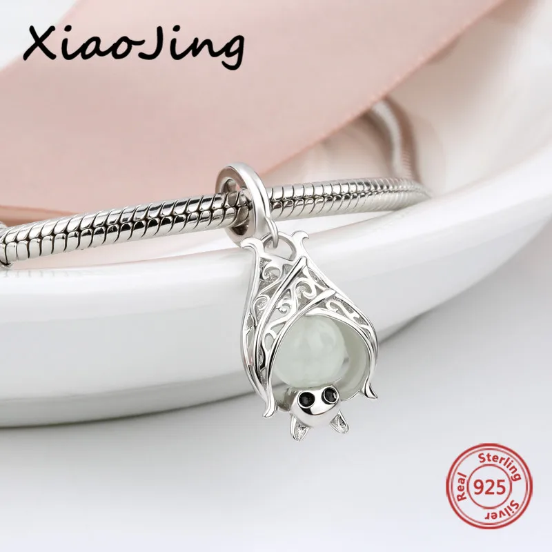 Новое поступление 925 серебро bat световой Подвески животных Бусины Fit Authentic Pandora Браслеты Подвеска DIY ювелирных изделий подарок