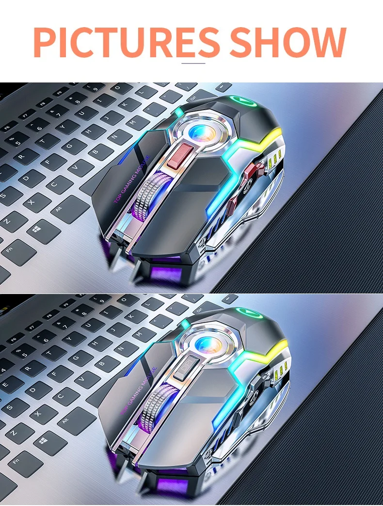 Yindiao A5 перезаряжаемая USB Беспроводная игровая мышь 2,4 Ghz Esports RGB с подсветкой, настольная мышь для ноутбука, мышь с кнопкой Moue, долгий режим ожидания