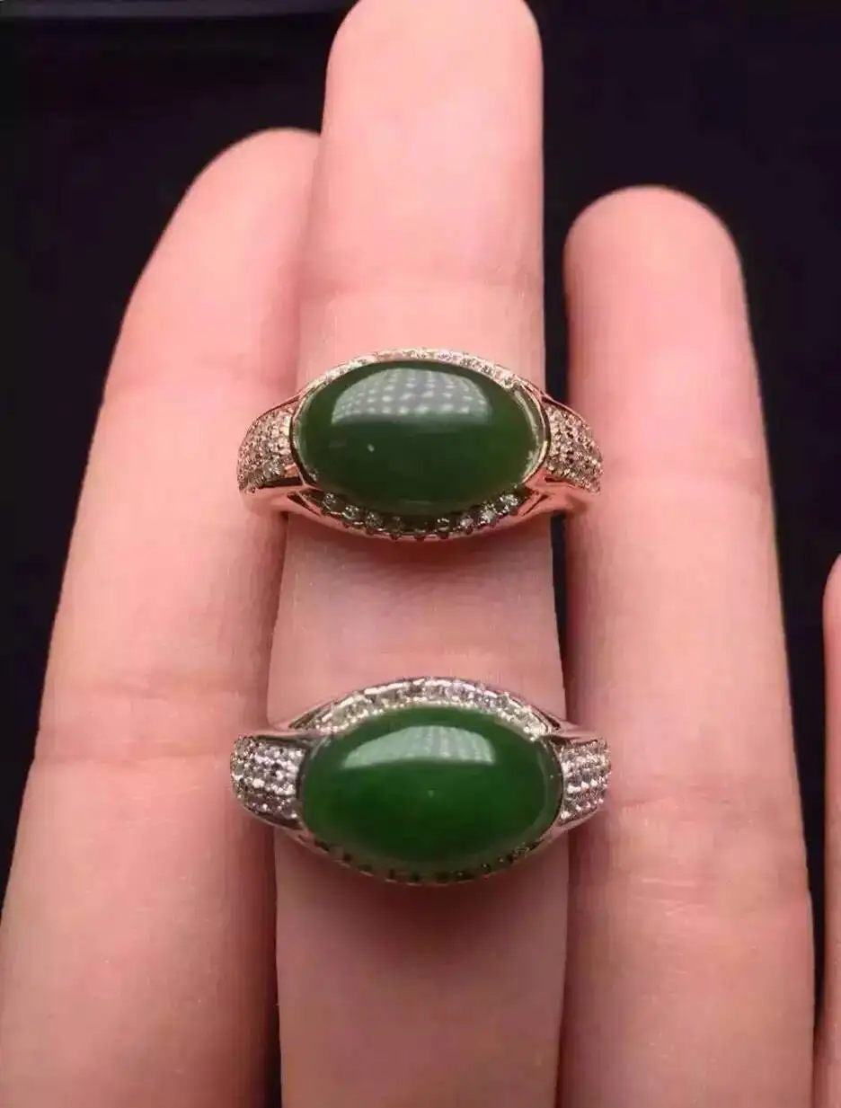 

Natural green jasper gem Ring Natural gemstone ring S925 sterling silver trendy big Thick luxurious women girl party Jewelry