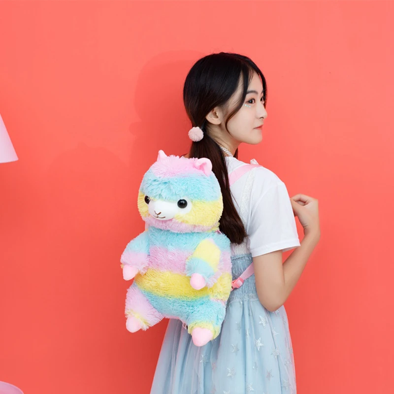 40 см аниме Радуга Альпака Kawaii плюшевый рюкзак маленькая девочка школьная сумка Красочные куклы ламы детские игрушки Детский подарок на день рождения