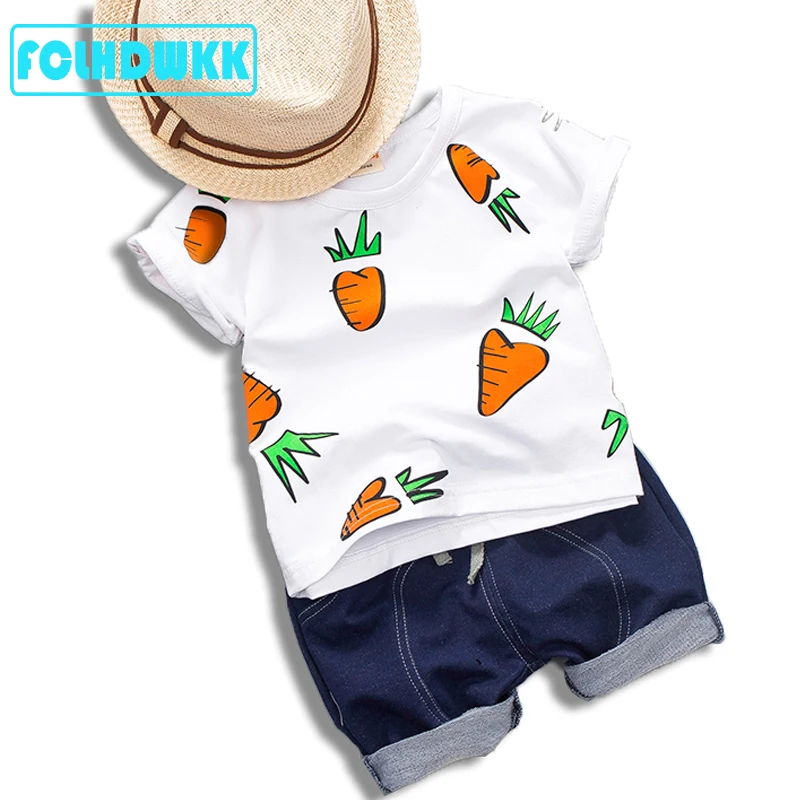 Повседневный летний комплект одежды для маленьких мальчиков летней с принтом