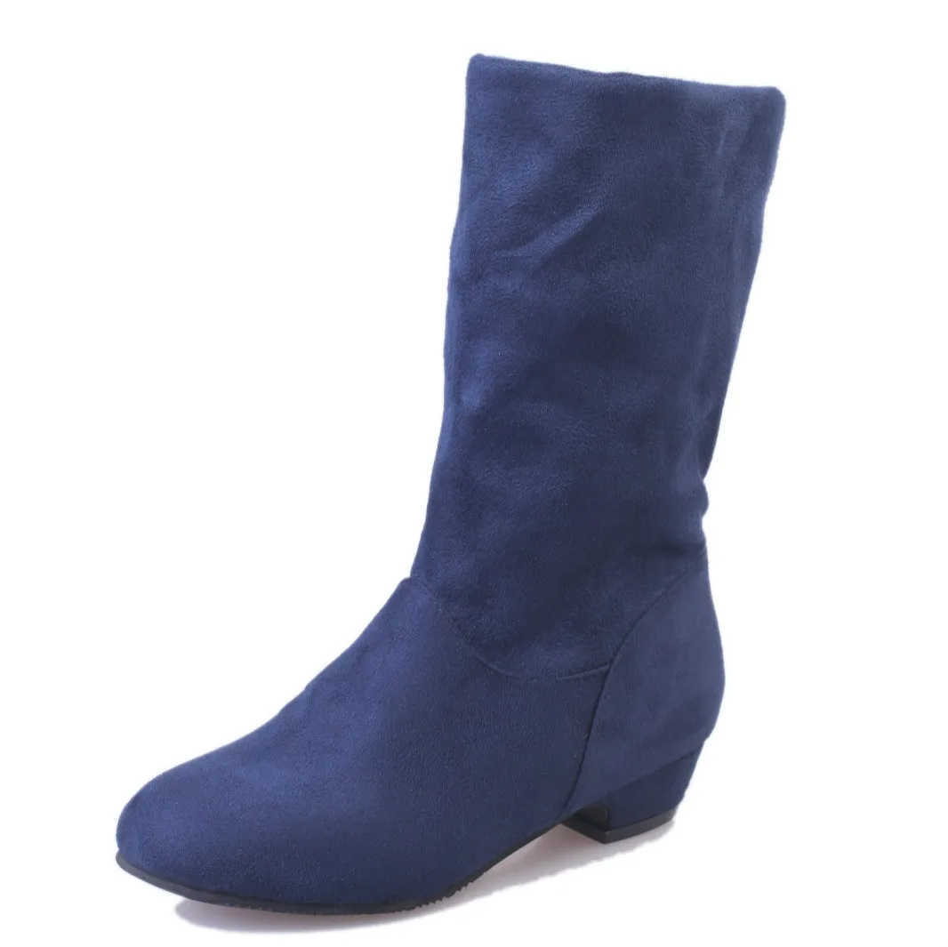 2018 осенне-зимние теплые ботинки новые Замшевые полуботинки на низком каблуке