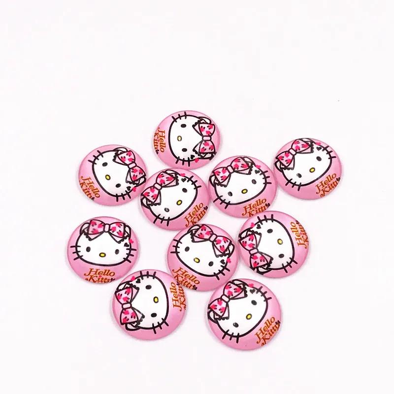10 шт. стеклянный кабошон милый мультфильм hello kitty Круглый Камея с фотографией