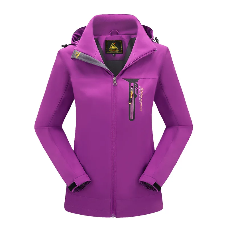 Women Dark Purple Маунтинскин 8XL Новинка Осень Весна Мужская куртка водонепроницаемое пальто софтшелл с капюшоном женская верхняя одежда мужская s брендовая одежда SA423 - Цвет: Women Dark Purple