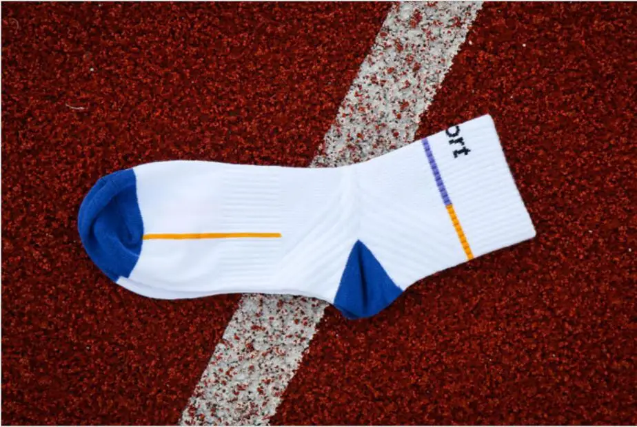 white blue Мужские спортивные нескользящие носки до колена из 77% хлопка, носки для бега, кемпинга, Calcetines, баскетбола, футбола, фитнеса, мужские носки, 5 цветов - Цвет: white blue