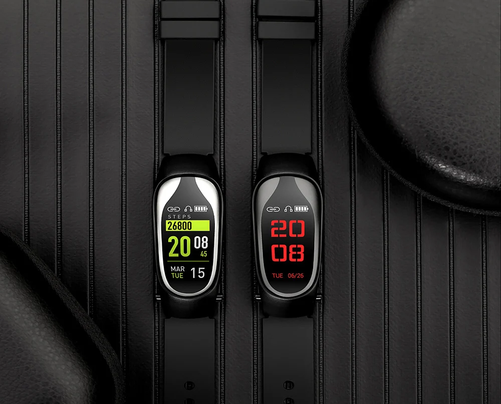 KingWear KR04 Bluetooth наушники Smartband 2 в 1 пульсометр Монитор артериального давления умный Браслет спортивный фитнес трекер группа