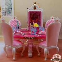 genuine for princess barbie dining table furniture set 16 bjd doll accessorie kitchen cabinet toy gift