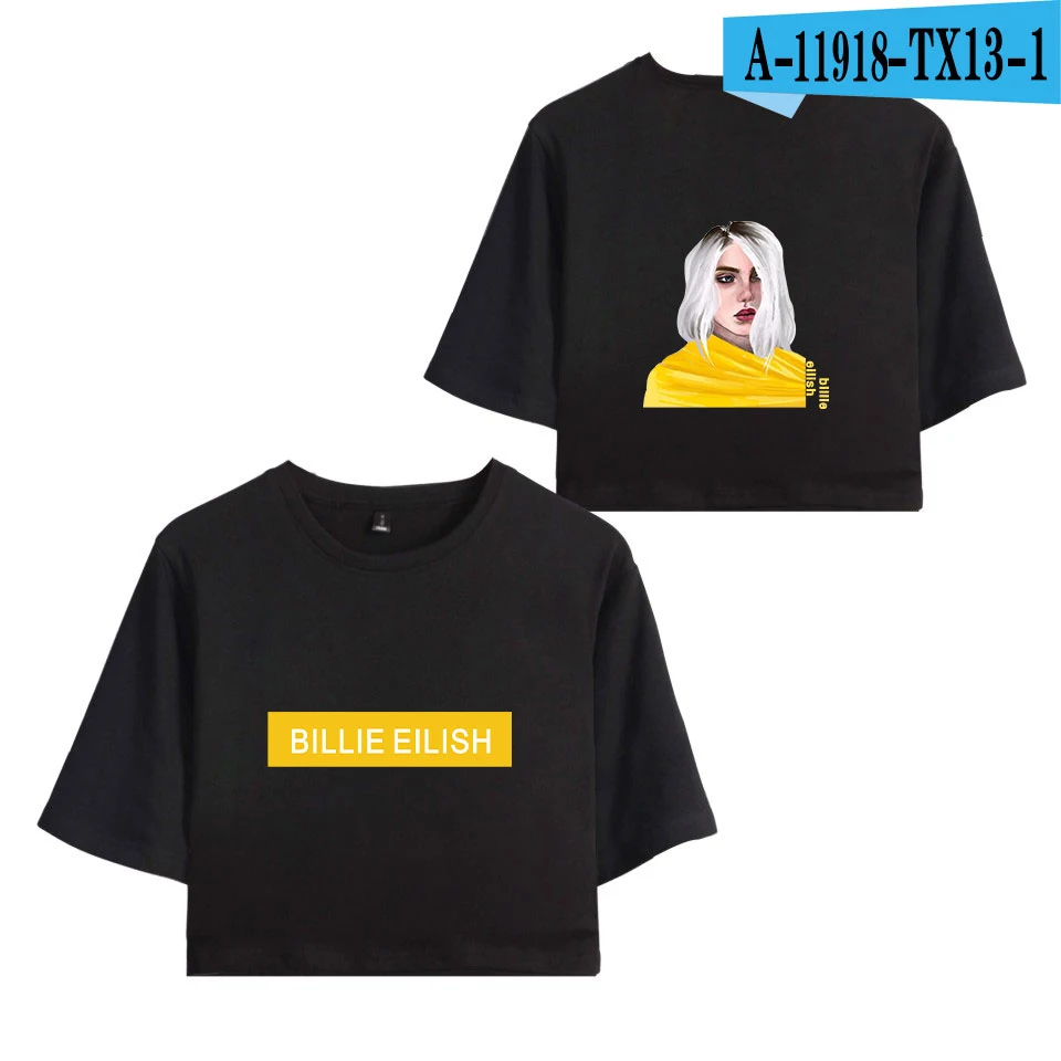 Pride Billie Eilish модный топ с принтом, популярные повседневные летние женские футболки с коротким рукавом и круглым вырезом - Цвет: black