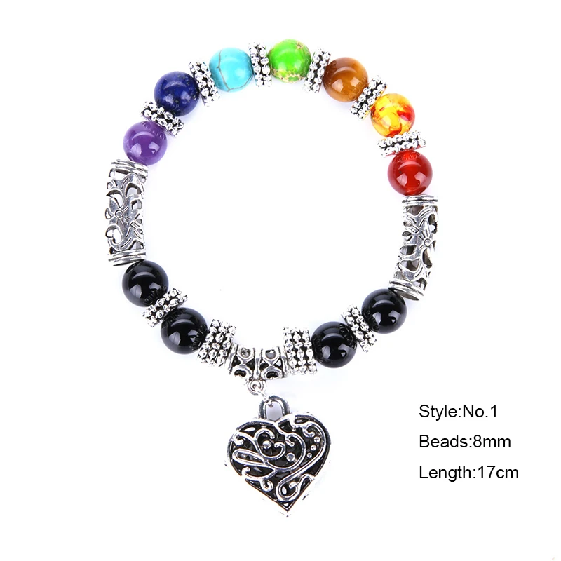 Прямая поставка 7 Чакр натуральный камень браслеты цвета смешанные целебные