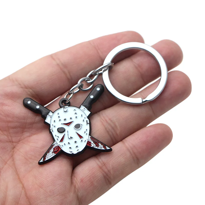

DMLSKY Friday the 13th Terror Metal Alloy Pendant Key Chains Ring For Women Men Bag Keychain Keyring Jewelry M3408