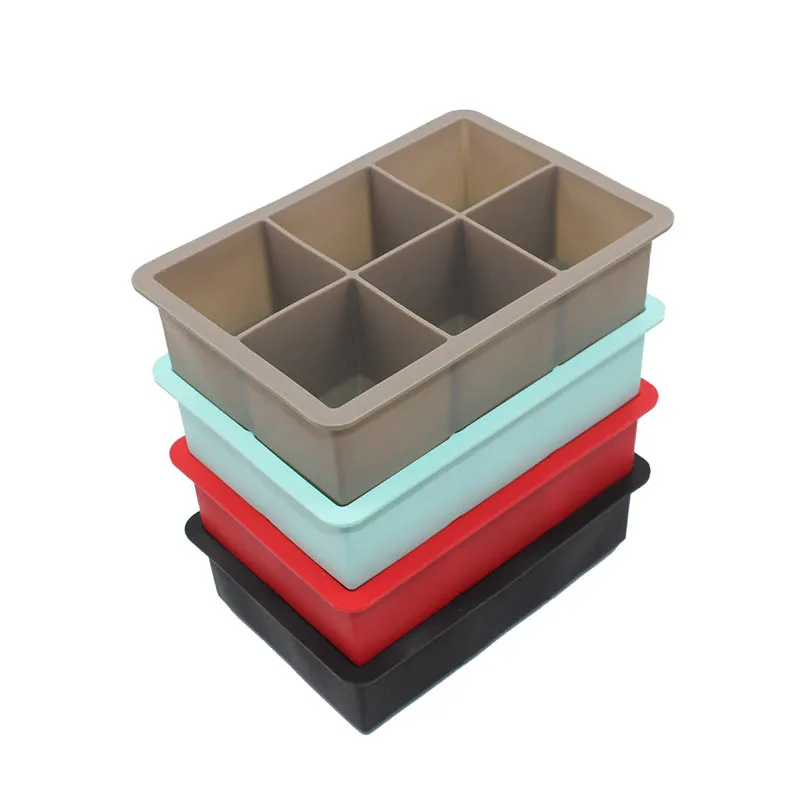 Food Grade 16.5*11.5*5 cm Square Shape Ice Cube Mold Fruit Ice Cube Maker 6 Lattice Ice Tray Bar Kitchen Accessories Silicone