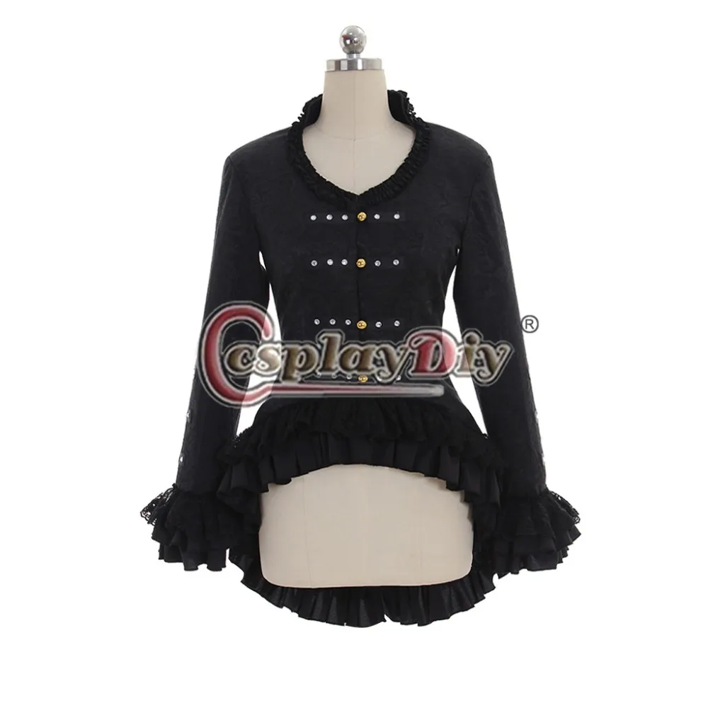 Cosplaydiy женская куртка с хвостом в стиле стимпанк пальто готический черный костюм