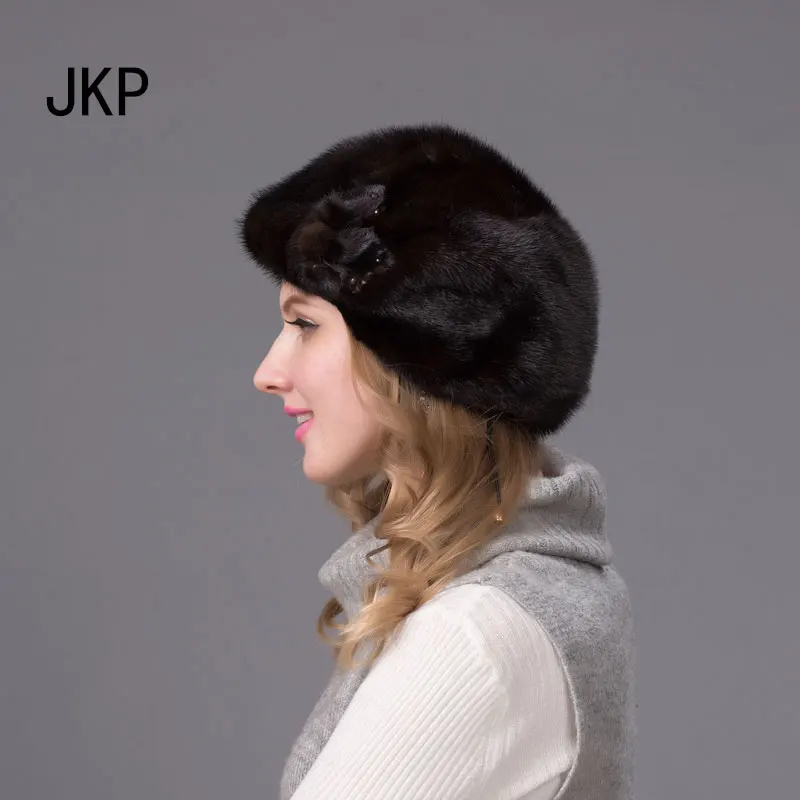 JKP новая зимняя горячая Распродажа России Для женщин шляпы зима реального норки меховая шапка для Для женщин роскошных аксессуаров меховой моды Шапки DHY-48 - Цвет: DHY 48A