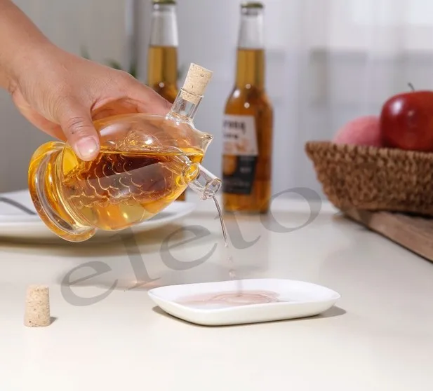 1 шт. Творческий стеклянная бутылка для масла уксуса жаропрочная касторовое