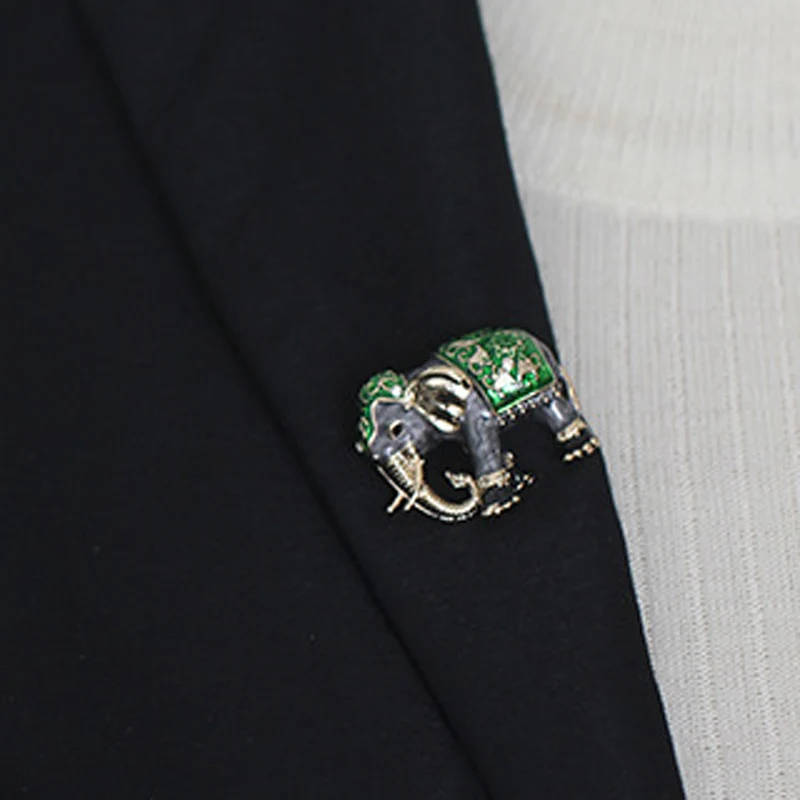 Мужская брошь в виде слона Blucome бежевая эмалированная Женская бутоньерка