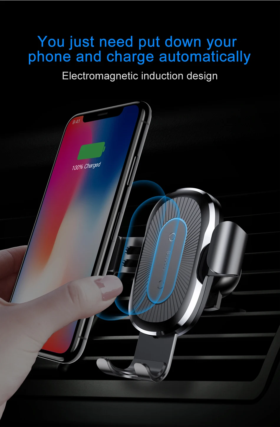 Автомобильное крепление Qi Беспроводной Зарядное устройство для iPhone X 8 плюс