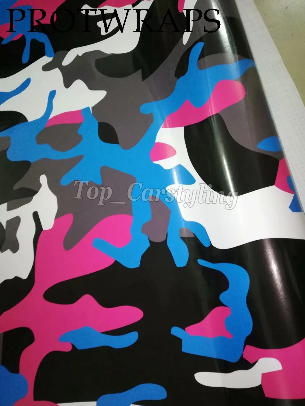 Красочный Камуфляжный виниловый черный розовый видеоролик PROTWRAPS для автомобиля