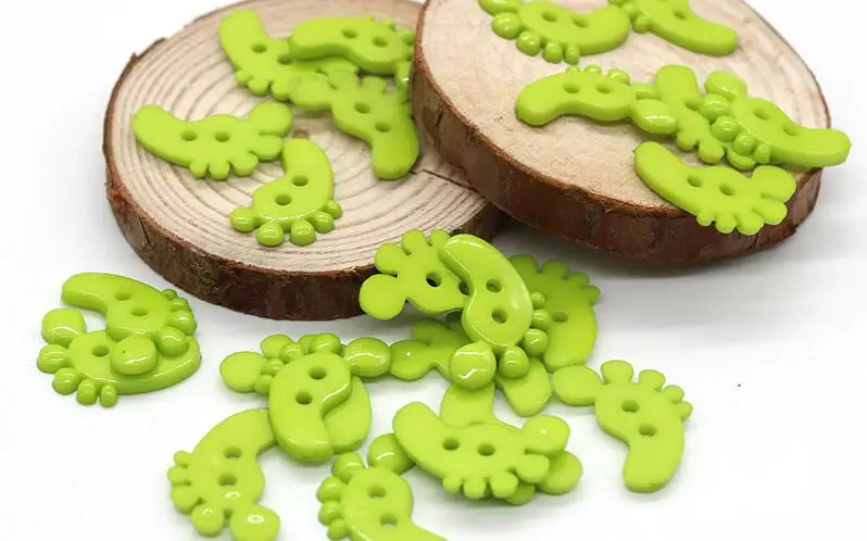 Green 200 шт./лот, кнопки с мультяшными ножками для малышей, детей, для украшения одежды, инструменты для шитья, ручная работа, пуговицы для рукоделия, аксессуары для одежды - Цвет: Green