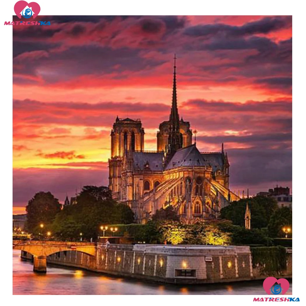Notre Dame de Paris Алмазная картина полностью квадратная мозаика распродажа вышивка