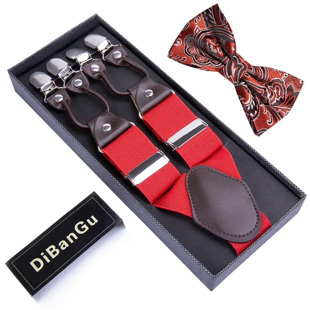 DiBanGu красный цветочный унисекс для взрослых подтяжки Мужские 3 5 ширина 6 зажим и