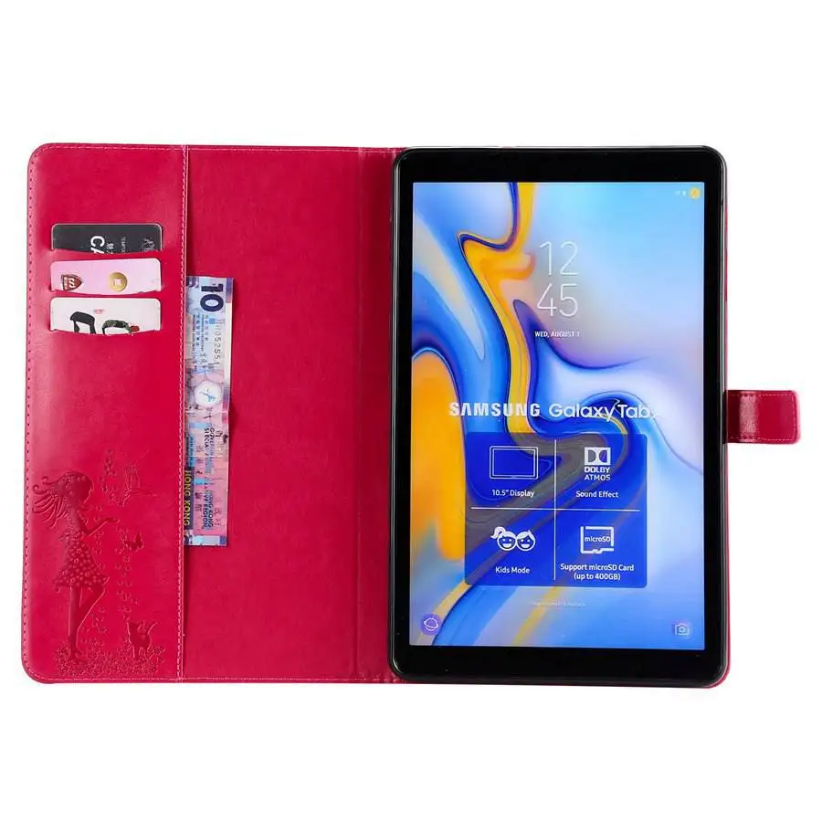 For Samsung Galaxy Tab A 10.5 2018 SM-T590 T595 Girl Cat Embossed Painted cover for tablet case +Film+Pen | Компьютеры и офис