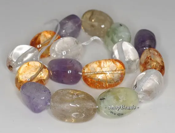 26x16-15x10mm Аметист Цитрин Пренит Дымчатый Рок Crystal Mix Кварцевые Gemstone Nugget Loose Бусы 7